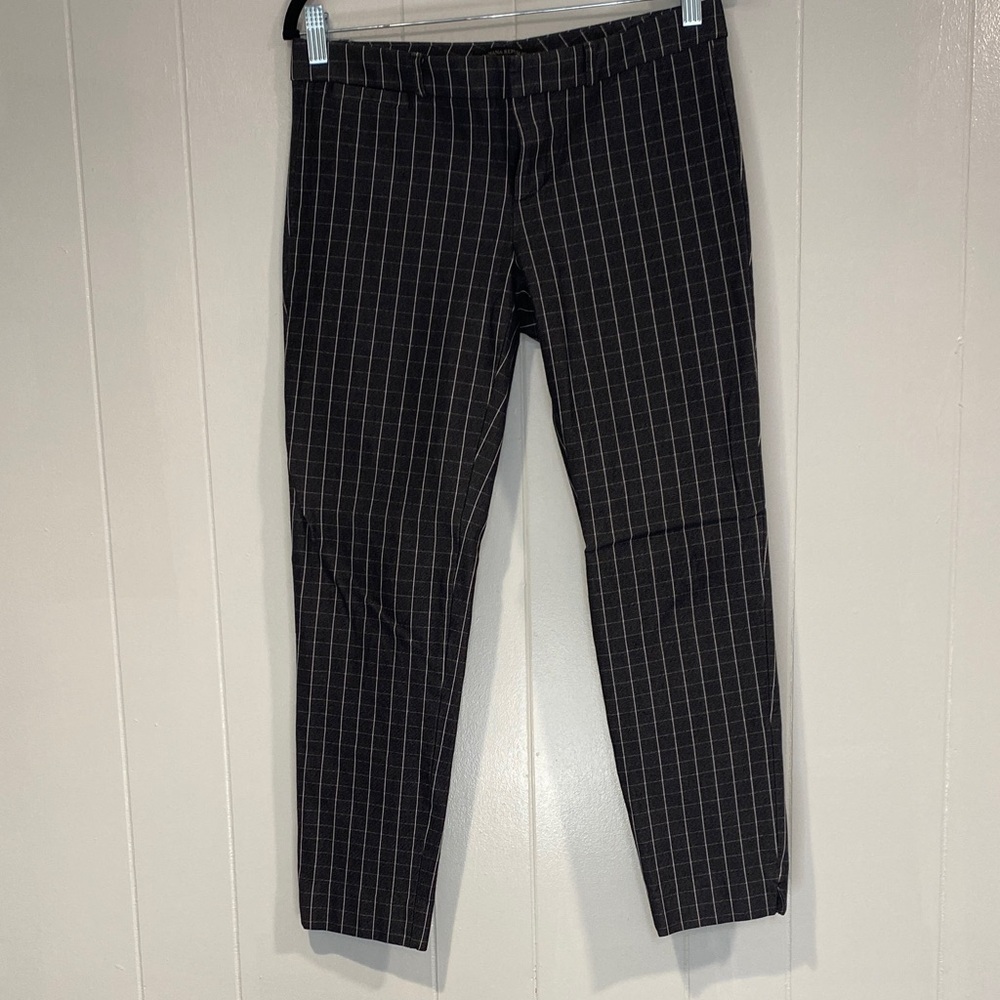 Banana Republic Sloan Crop Pants Plaid Charcoal Black Size 2